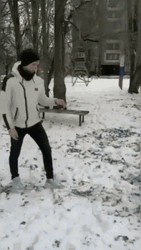 Guy Kick Snowman GIF