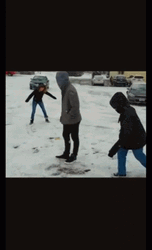 Guy Sliding And Dancing On Snow Day GIF