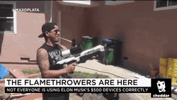 Guy Smoking Using Flamethrower GIF