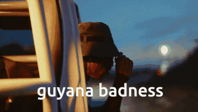 Guyana Badness White Letters On Dark Background GIF