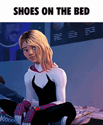 Gwen Stacy Shoes On The Bed GIF