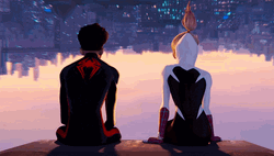 Gwen Stacy Sitting Beside Spiderman GIF
