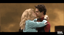 Gwen Stacy Spiderman Funny Kiss Meme GIF