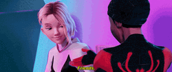 Gwen Stacy Spiderman Handshake Friends GIF