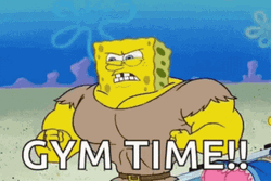 Gym Buff SpongeBob Flexing Muscles GIF