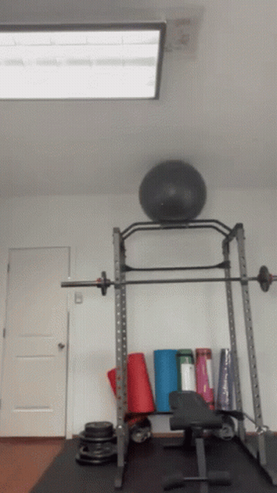 Gym With Barbell And Pilates Ball GIF