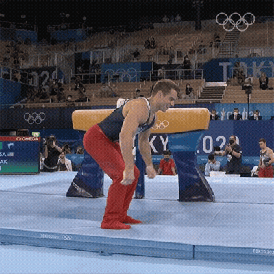 Gymnast Doing Trick On Pommel Horse GIF