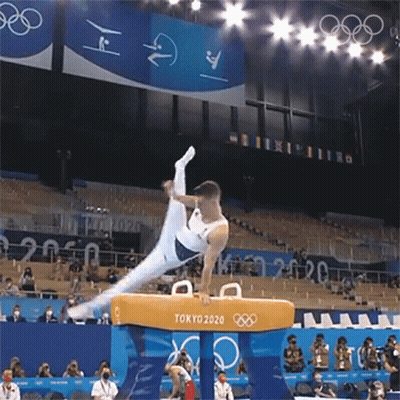 Gymnast Doing Trick On Pommel Horse GIF