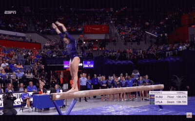 Gymnast Performing On Balance Beam GIF