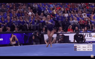 Gymnast Performing On Floor With Visville Sign GIF