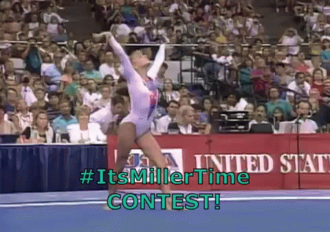 Gymnast Performing Trick In Front Of United State Sign GIF
