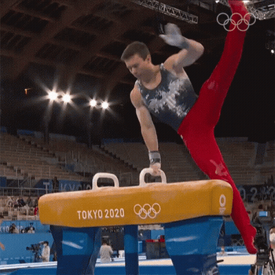 Gymnast Performing Trick On Tokyo 2020 Horse GIF