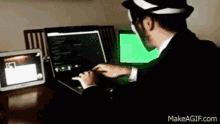 Hacker Tipping Hat Bow Head Hacking GIF