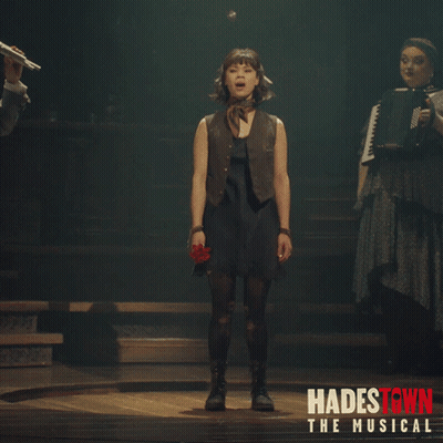 Hadestown Musical Poster Girl Singing GIF