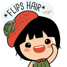 Hair Flip Cute Girl Cartoon