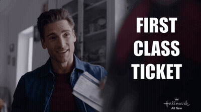Hallmark Ad Man Holding Plane Ticket GIF
