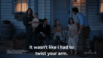 Hallmark Ad When Calls The Heart Man And Woman Talking GIF