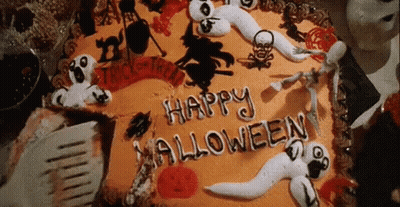 Halloween Cake With Ghosts And Witches GIF