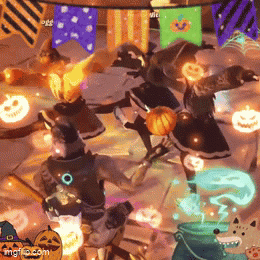 Halloween Decorations Hanging From String GIF