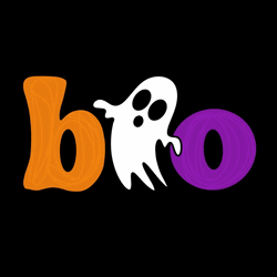 Halloween Ghost Between Booo Text GIF
