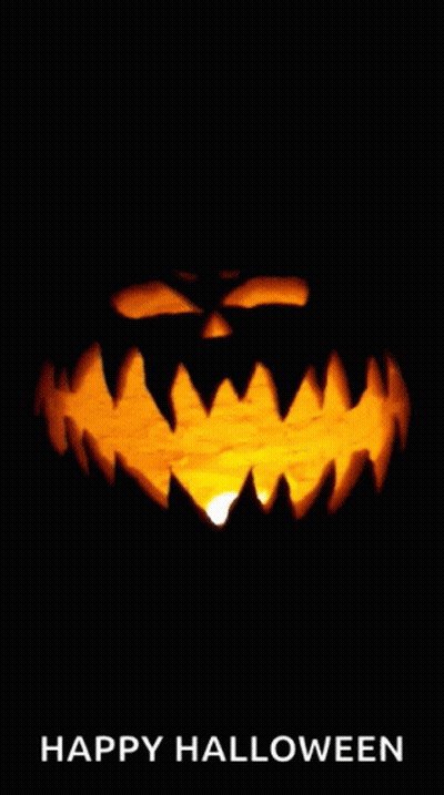 Halloween Greeting Card With Carved Pumpkin Saying Happy Halloween GIF