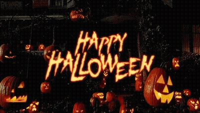 Halloween Greeting Card With Pumpkin Saying Happy Halloween GIF