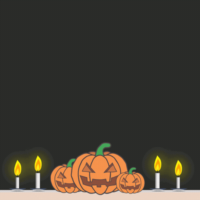 Halloween Greeting Card With Pumpkins Candles And Spider GIF