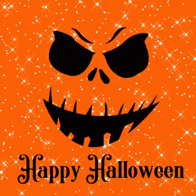 Halloween Greeting Card With Skull Saying Happy Halloween GIF