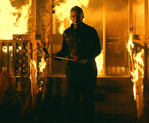 Halloween Kills Michael Attacking GIF