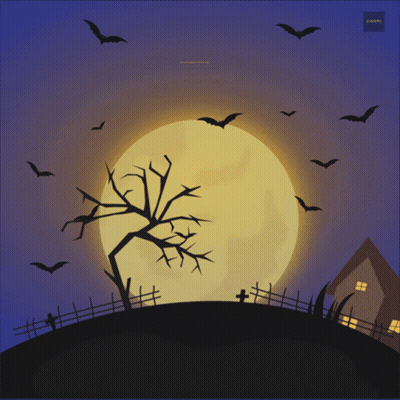 Halloween Poster Pumpkin Driving Golf Cart GIF