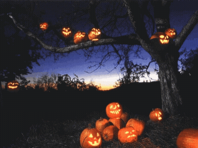 Halloween Poster With Ghost And Lightning GIF