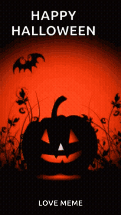 Halloween Poster With Pumpkin And Bats GIF