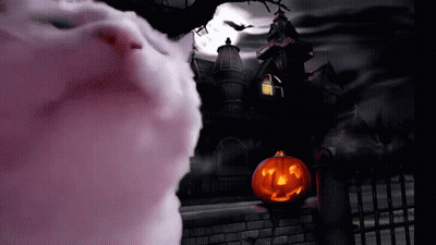 Halloween Scene With Pumpkin And Cotton Candy GIF