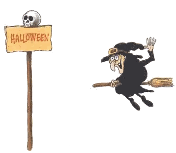 Halloween Sign With Witches And Skull Sticker