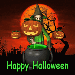 Halloween Witch Stirs Pot