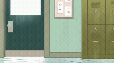 Hallway with Lockers and Bulletin Board
