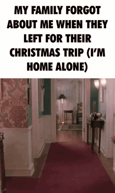 Hallway With Red Carpet Saying My Family Forgot About Me GIF