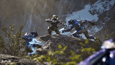 Halo Video Game Being Played On Computer GIF