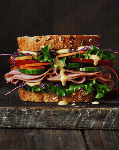 Ham Lettuce Tomato Carrot Mustard Sandwich GIF