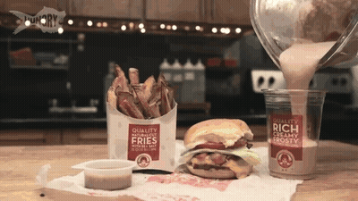 Hamburger And French Fries With Frosty GIF