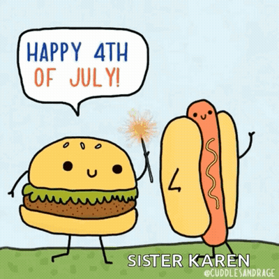Hamburger And Hot Dog Saying Happy 4Th Of July GIF