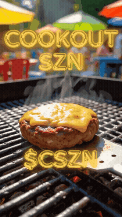 Hamburger Cooking On Grill Says Cookout Szn GIF