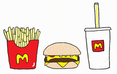 Hamburger French Fries And Drink With Letter M GIF