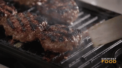 Hamburger Patties Cooking On Grill With Everyday Food GIF