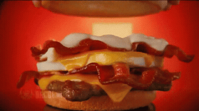 Hamburger With Bacon Cheese Eggs And Sausage GIF