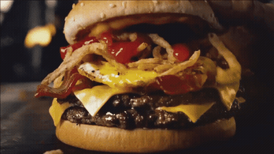 Hamburger With Cheese Bacon And Fries GIF
