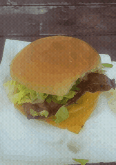 Hamburger With Lettuce And Cheese On Bun GIF