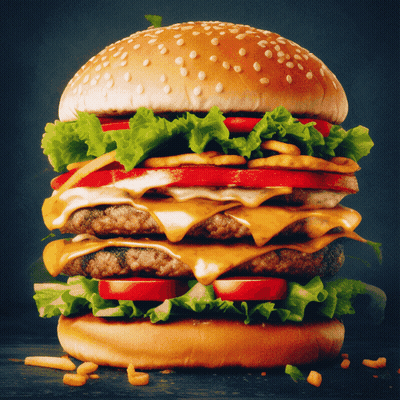 Hamburger With Lots Of Toppings GIF