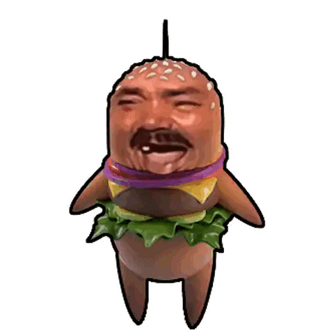 Hamburger With Man's Face Sticker