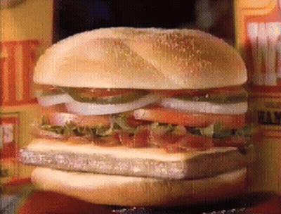 Hamburger With Meat Cheese Tomatoes Onions And Lettuce GIF